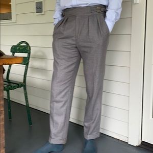 Rubinacci Men’s Pleated Gray Flannel Dress Pants